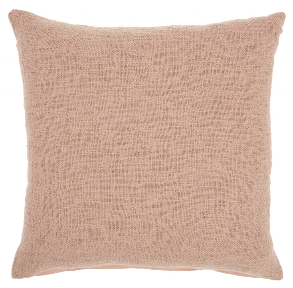 HomeRoots 100% Cotton Blush Solid Woven Throw Pillow