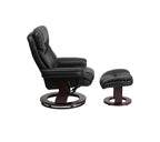 Flash Furniture Allie LeatherSoft Upholstered Recliner with Footrest, Arms, and Headrest, Padded Swivel Recliner Chair and Ottoman Set, Black