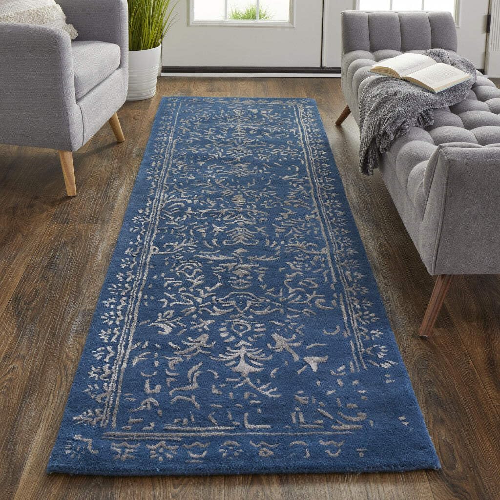 HomeRoots 512528 8 x 10 ft. Gray Taupe & Silver Wool Floral Hand Tufted Handmade Distressed Rectangle Area Rug