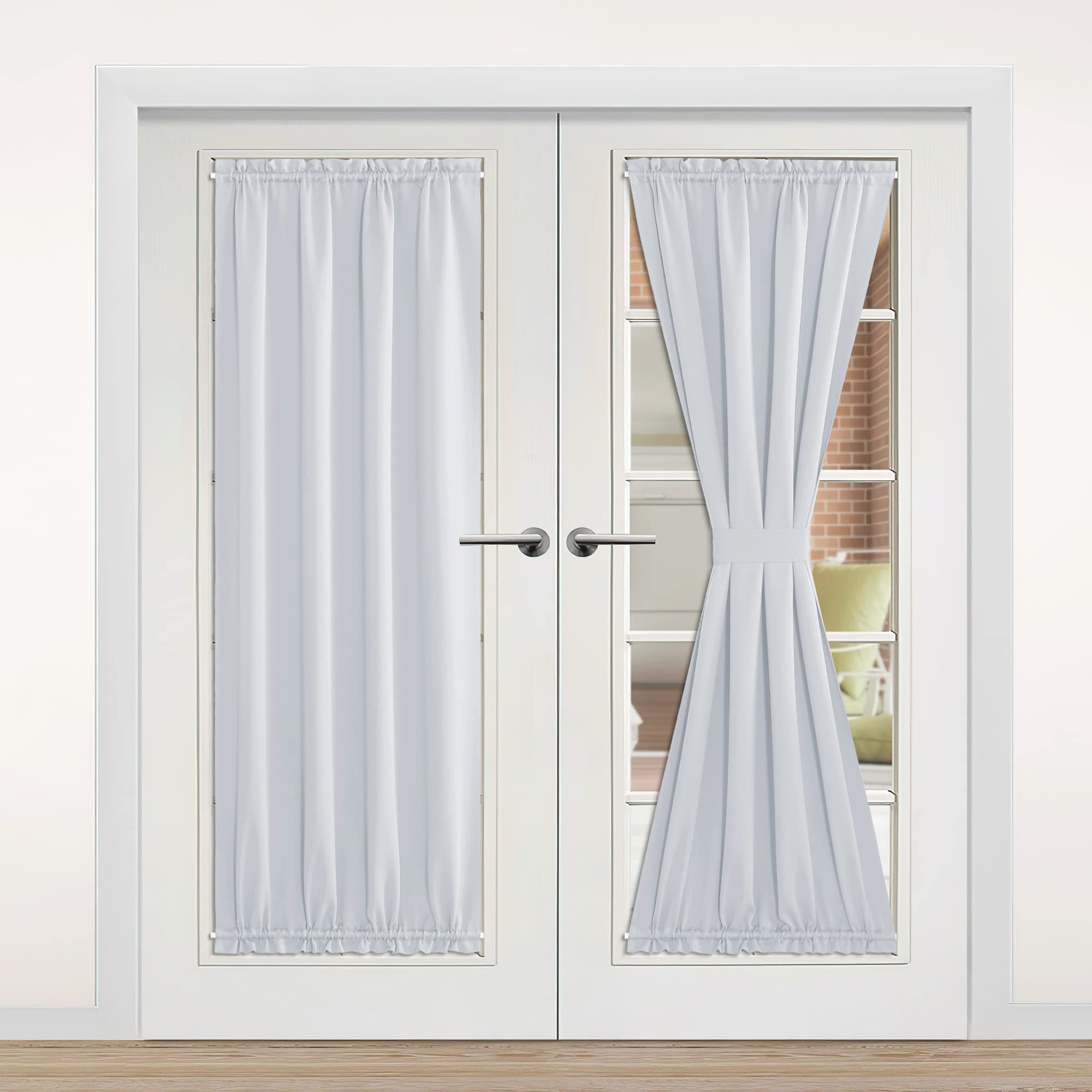 Nicetown Doorway Curtains, Closet Door Window For Bedroom, Thermal Insulated Noise Reducing Room Darkening French Door Curtains For Glass Door Office, 42' Wide X 80' Long, 1 Panel, Greyish White