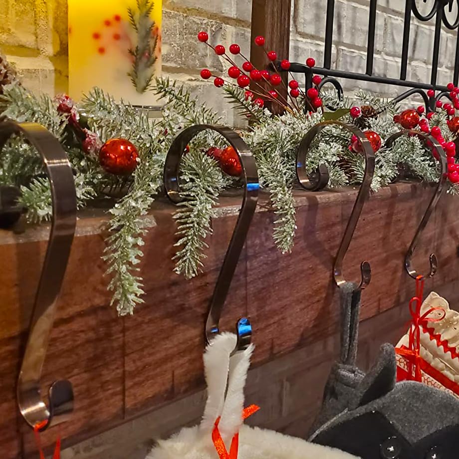 Haute Decor Stocking Scrolls Stocking Hanger - 4 Pack (Oil-Rubbed Bronze) - Christmas Stocking Holders For Various Mantel Sizes