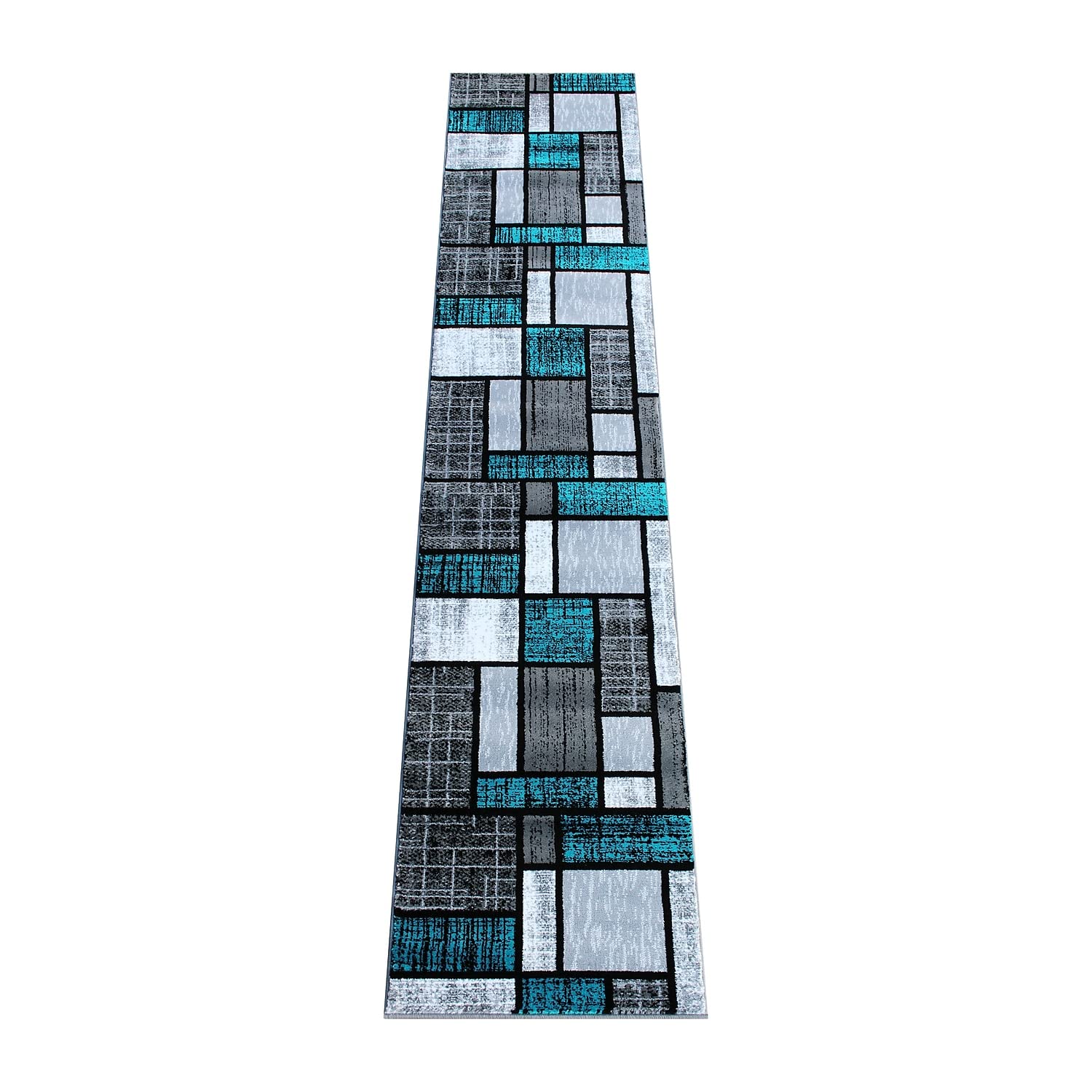 Flash Furniture Raven Collection Olefin Area Rug - Turquoise Color Bricked Pattern - 2' X 11' - Jute Backing - Entryway, Living Room, Bedroom