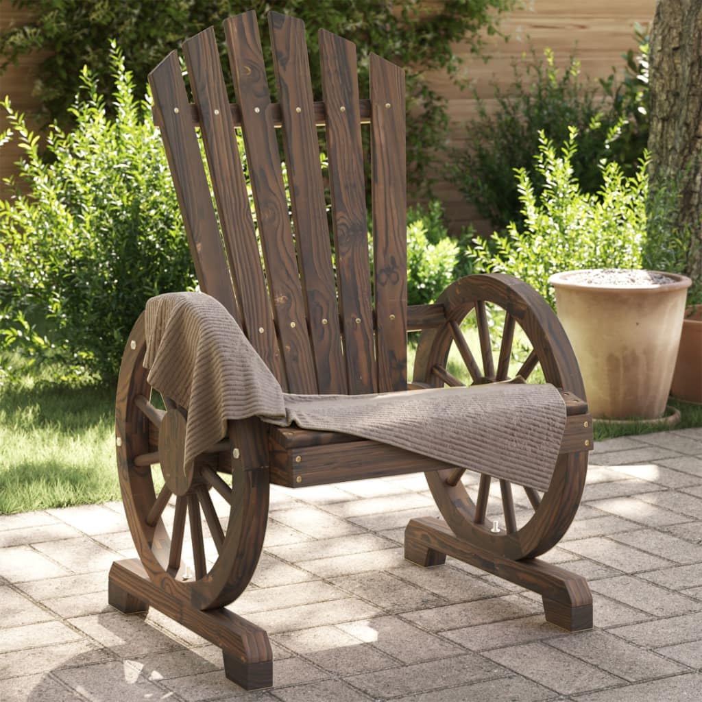 vidaXL Patio Adirondack Chairs Set of 2 - Solid Fir Wood, Ergonomic Brown Garden Loungers for Outdoors, Pool, Deck, Assembly Required