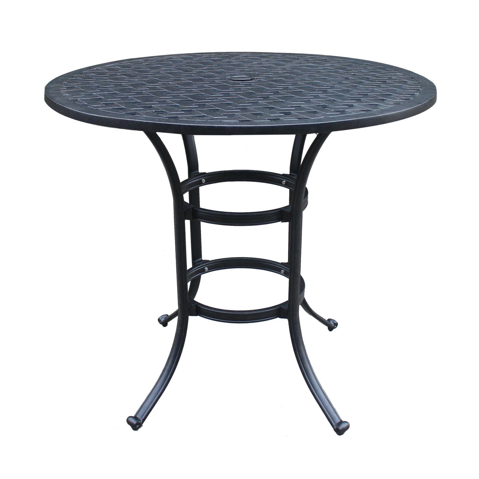 Stylish Manhattan Collection 42 Modern Cast Aluminum Round Bar Table - Weather Resistant Outdoor Patio Furniture, Bistro & Bar H