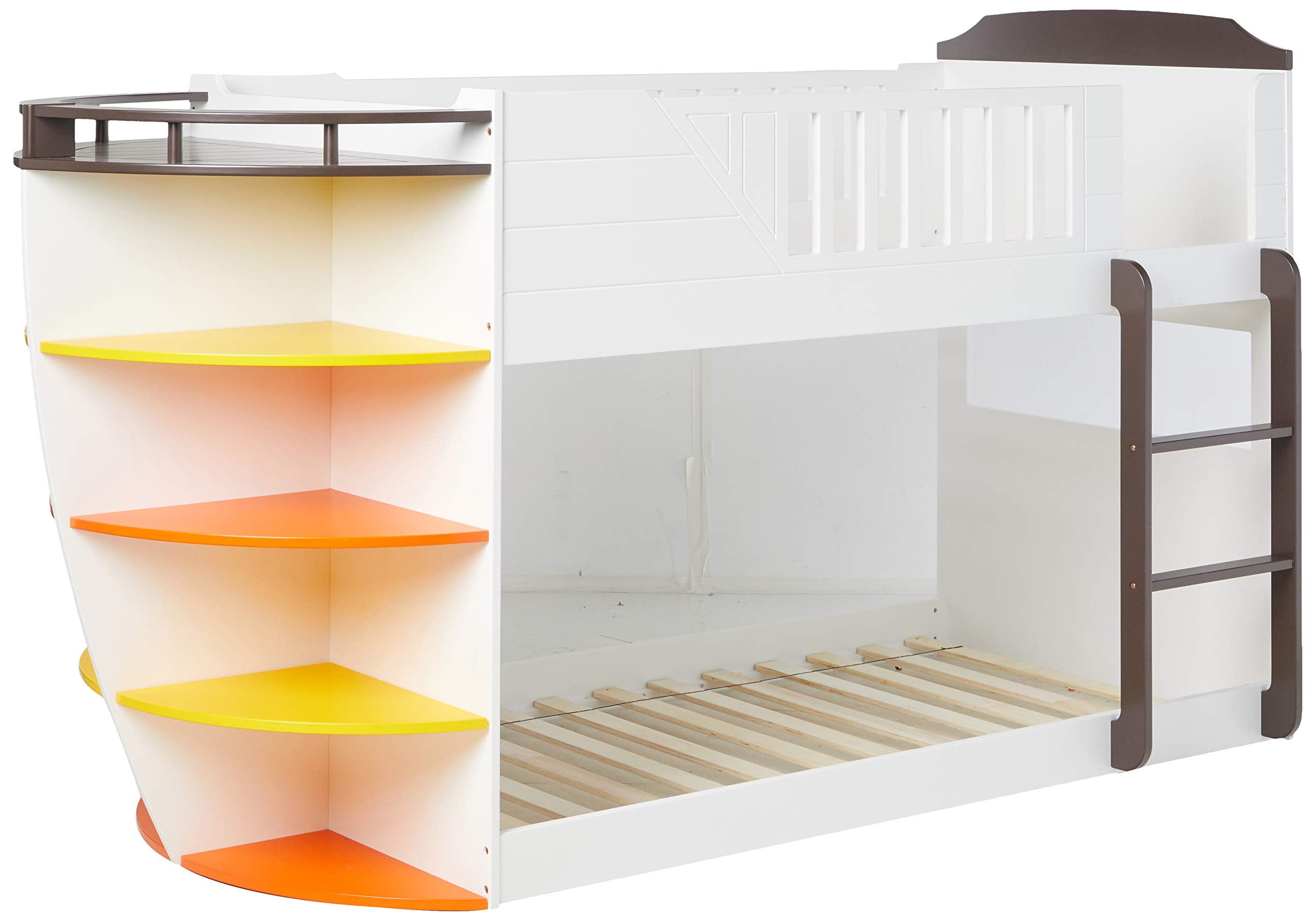 Acme Neptune Wooden Twin Over Twin Storage Bunk Bed in White and Chocolate