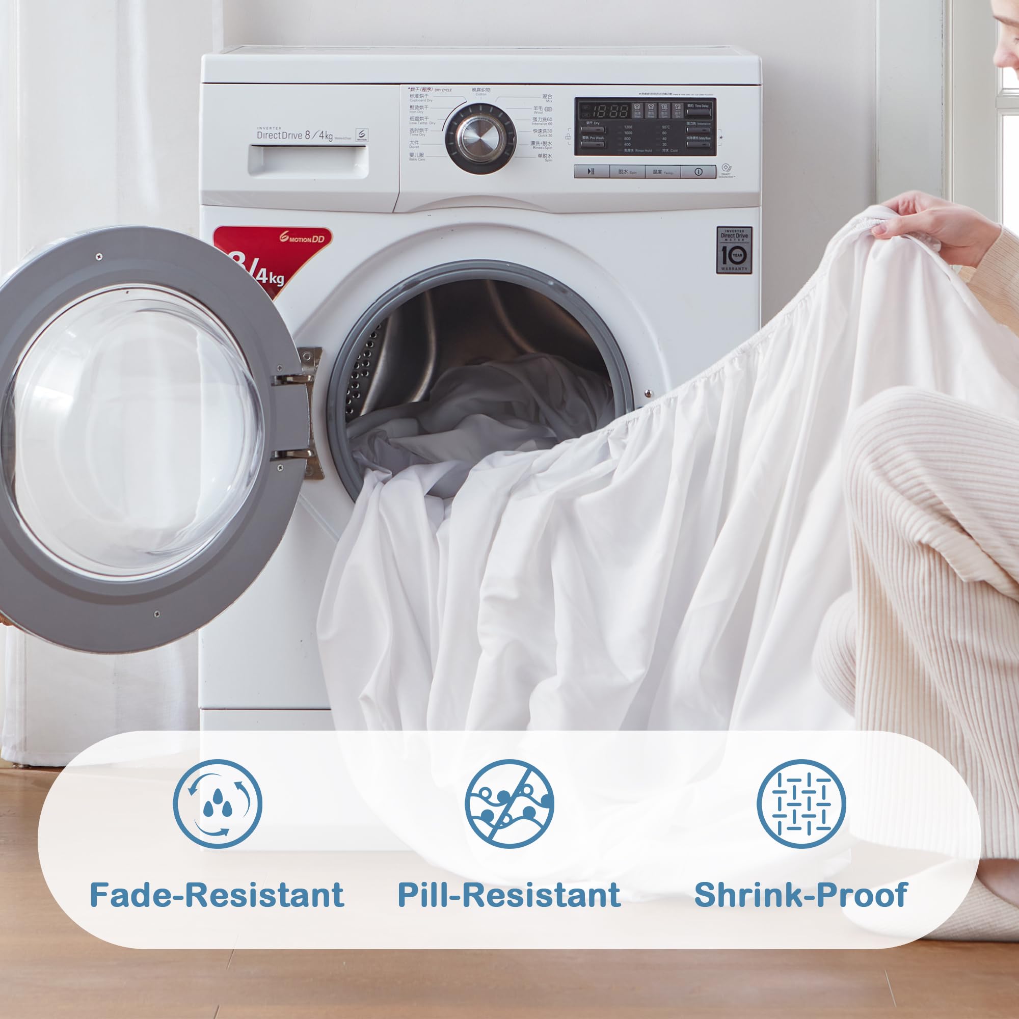 Degrees Of Comfort Coolmax Cooling Fitted Sheet Only, California King Size Bed Soft Sheets For Hot Sleepers, Up To 15' Deep Pocket, All Around Elastic, Wrinkle Free, Fade Stain Resistant, White1Pc