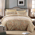 Brandream Paisley Duvet Cover King Size Gold Classy Regal Themed Luxurious Boho Bedding Super Soft Egyptian Cotton 3 Piece Moder