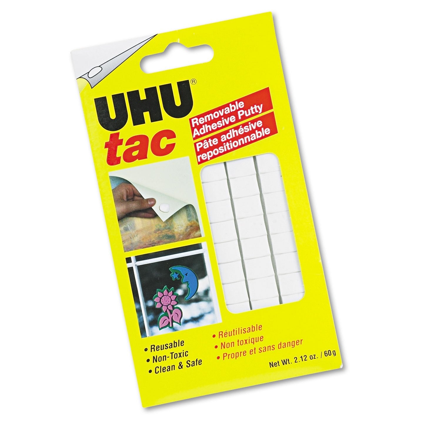 Uhu 99683 Tac Adhesive Putty Removable/Reusable Nontoxic 2.12 Oz 80 Pieces/Pack