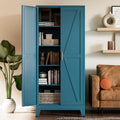 COFaR Home Farmhouse Storage Cabinet with Barn Door, Tall Kitchen Pantry Cupboard with Adjustable Shelves, for Dining Room, Bath