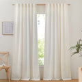 Nicetown 102 Inch Curtains Natural Linen Burlap For Living Room, Rod Pocket & Back Tab Privacy With Light Filtering Linen Weave