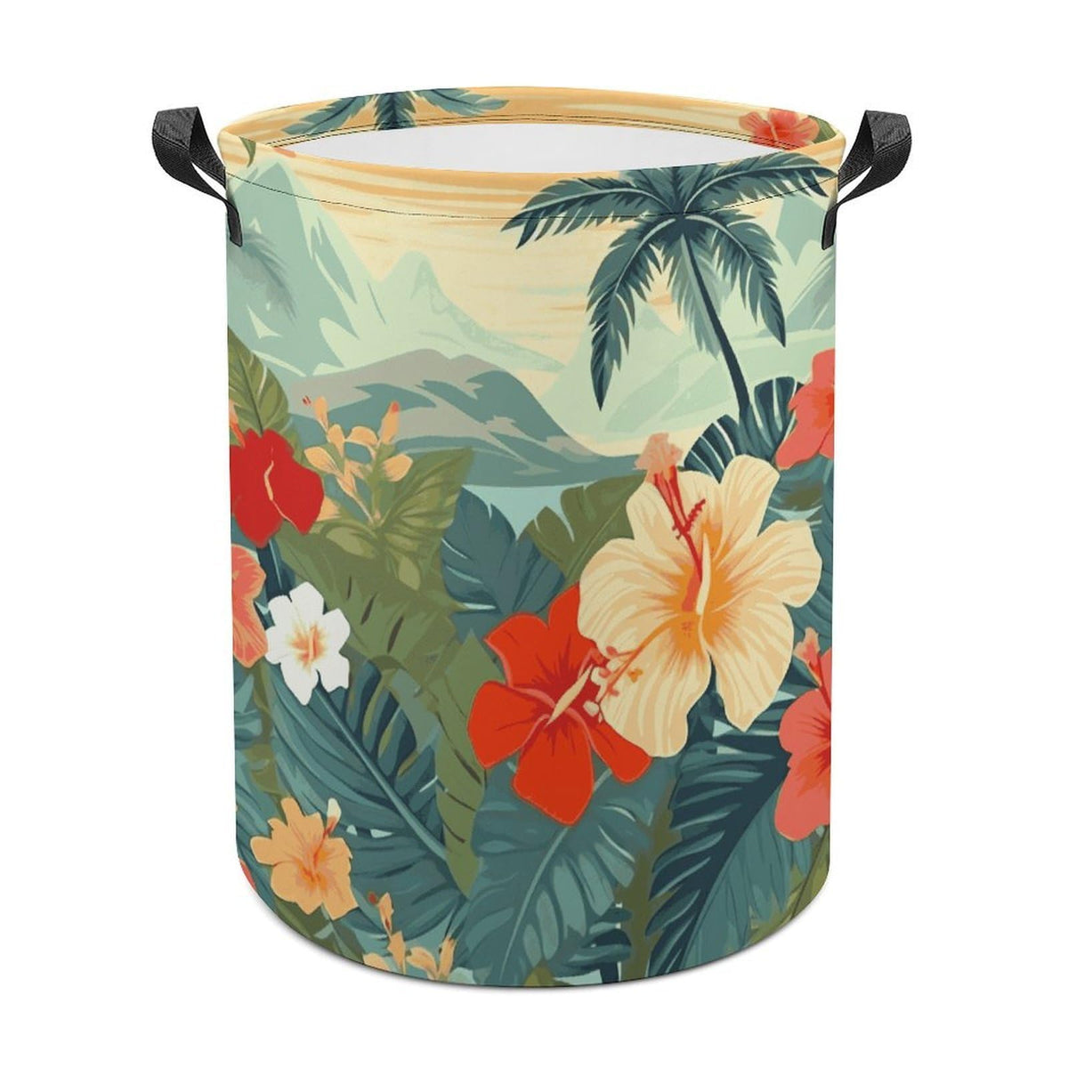 Summer Hawaiian Oxford Cloth Laundry Basket Foldable with Handle 44x44cm