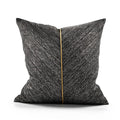 The-Tinoart Relaxed Black Throw Pillow Covers Cases Soft Decorative Accent Gold Piping Patchwork Pillow Cover Gray Silver Stripe