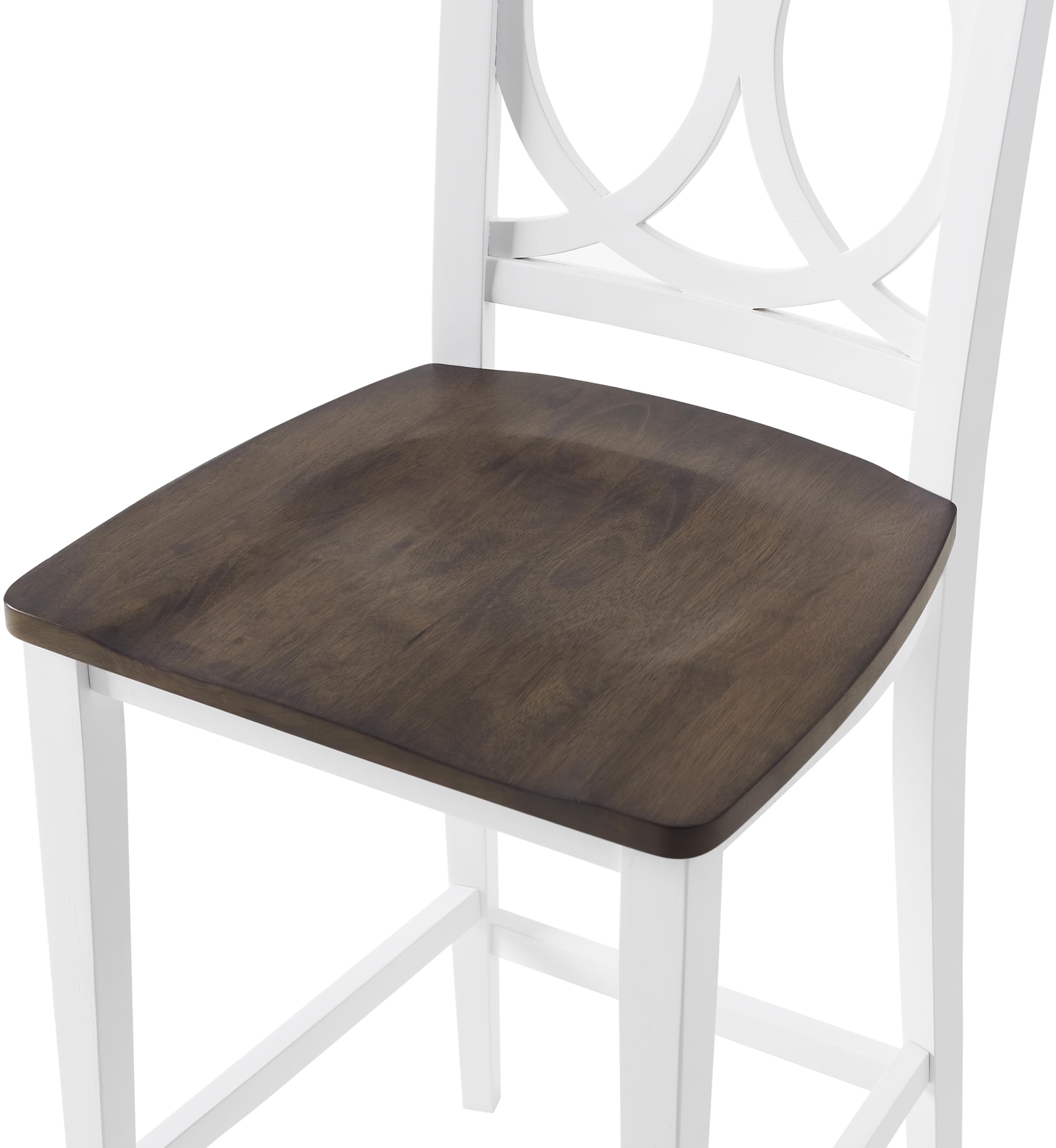 Crosley Furniture Charlotte Wood Counter Height Bar Stools Set of 2, Kitchen and Dining Stool, Farmhouse, White/Coffee