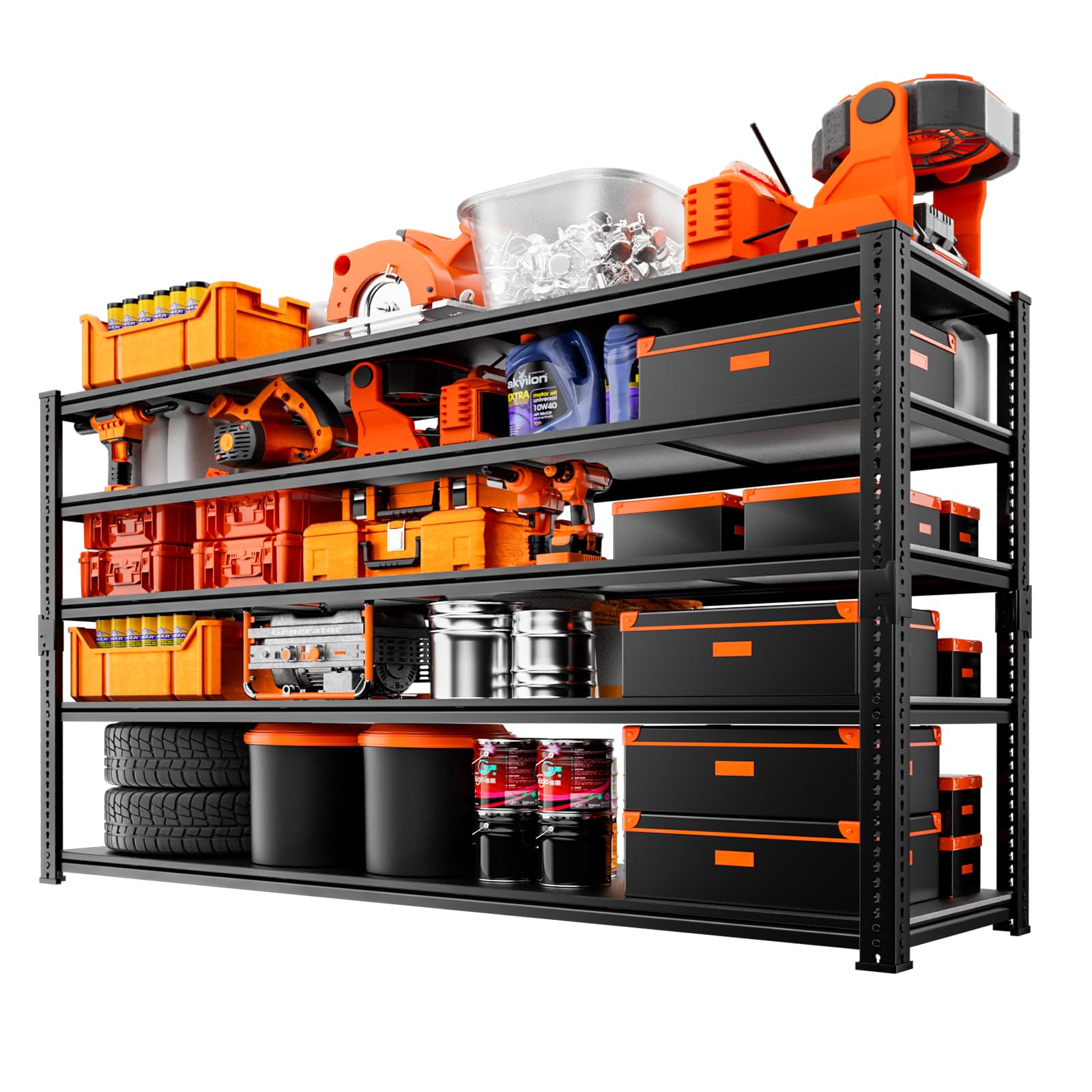 Storage Shelves Heavy Duty, 60' L X 24' W X 78' H Garage Storage Shelves Unit Loads 3700Lbs, 5-Tier Adjustable Metal Industri