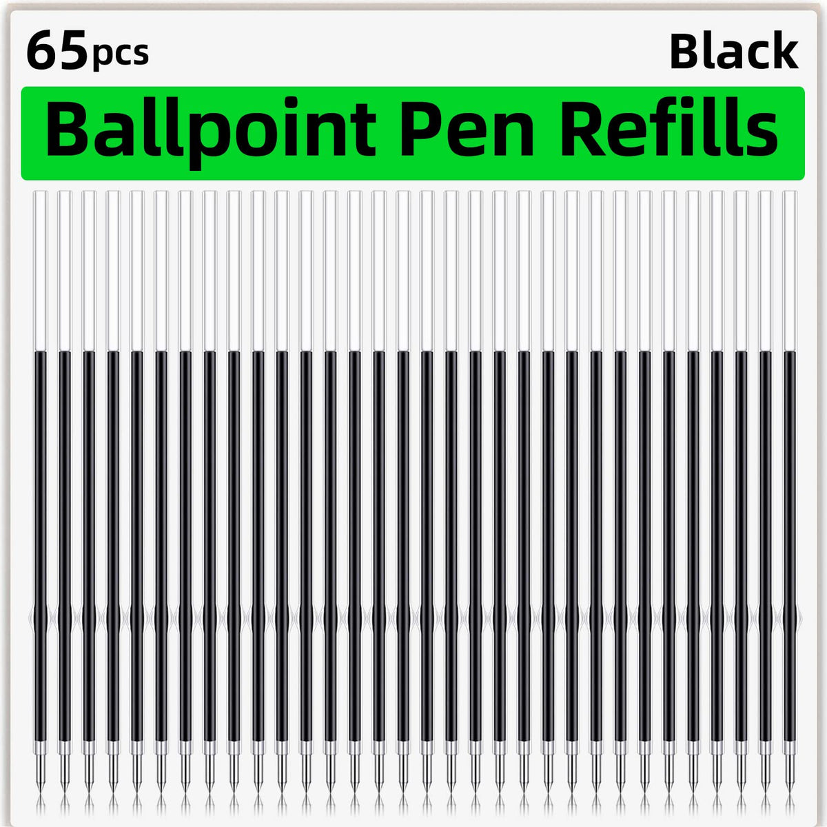 65 Pieces Retractable Ballpoint Pen Refills Replacement Ballpoint Pen Refills Ink Pen Refills Black For Journal Writing, Office
