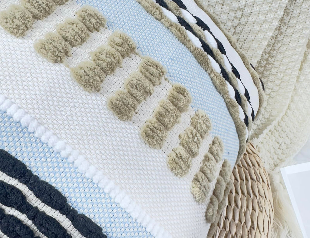 Nuyecy Chenille And Cotton Long Pillow For Bed,Striped Textured Boho Long Lumbar Throw Pillow Cover 14X36,Neutral Accent Decorat