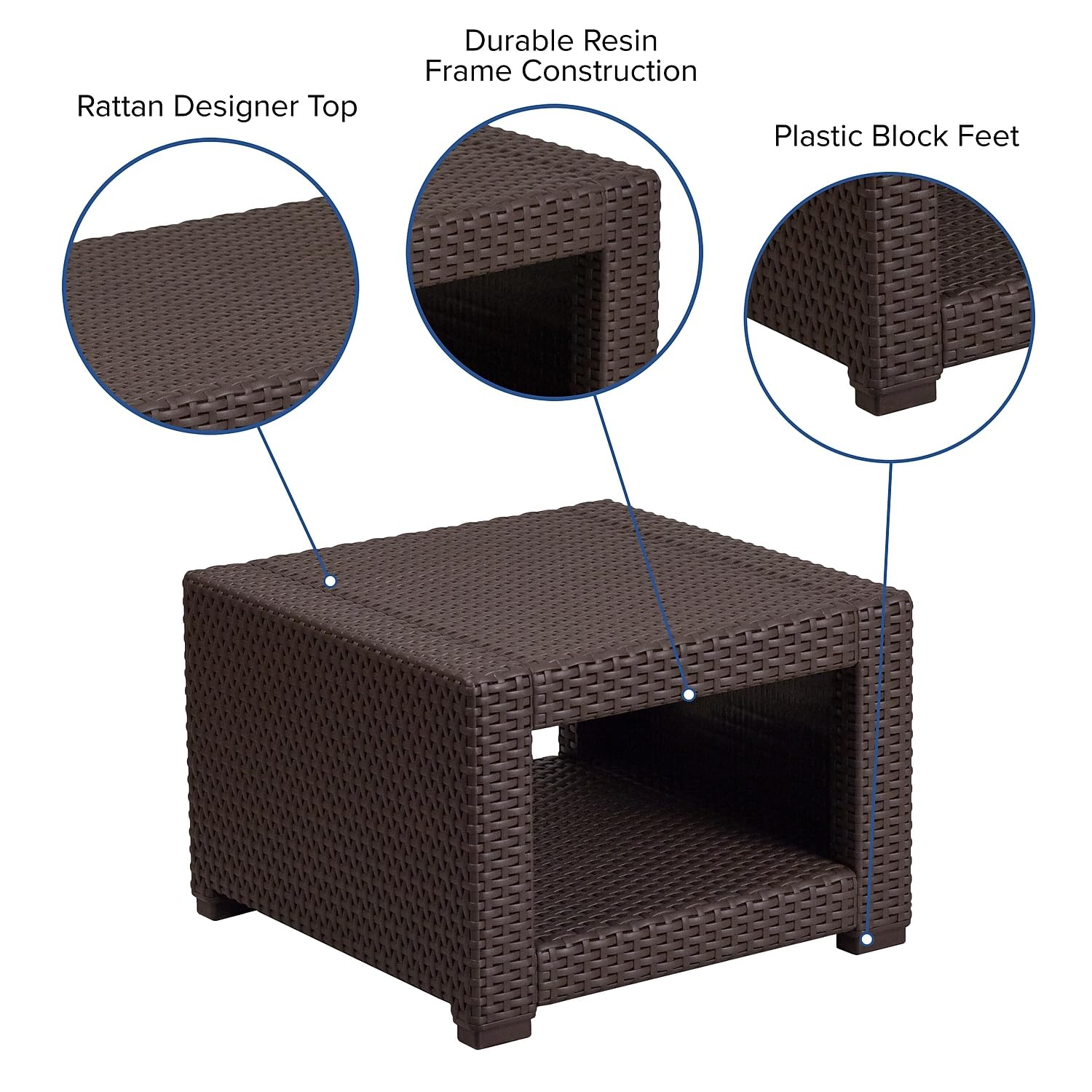 Flash Furniture Seneca Chocolate Brown Faux Rattan End Table