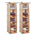 Shubhkraft Non Woven 6 Shelf/Compartment Closet Cloth Hanging Organizer/Clothes Storage Wardrobe Organiser For Almirah (Pack Of 