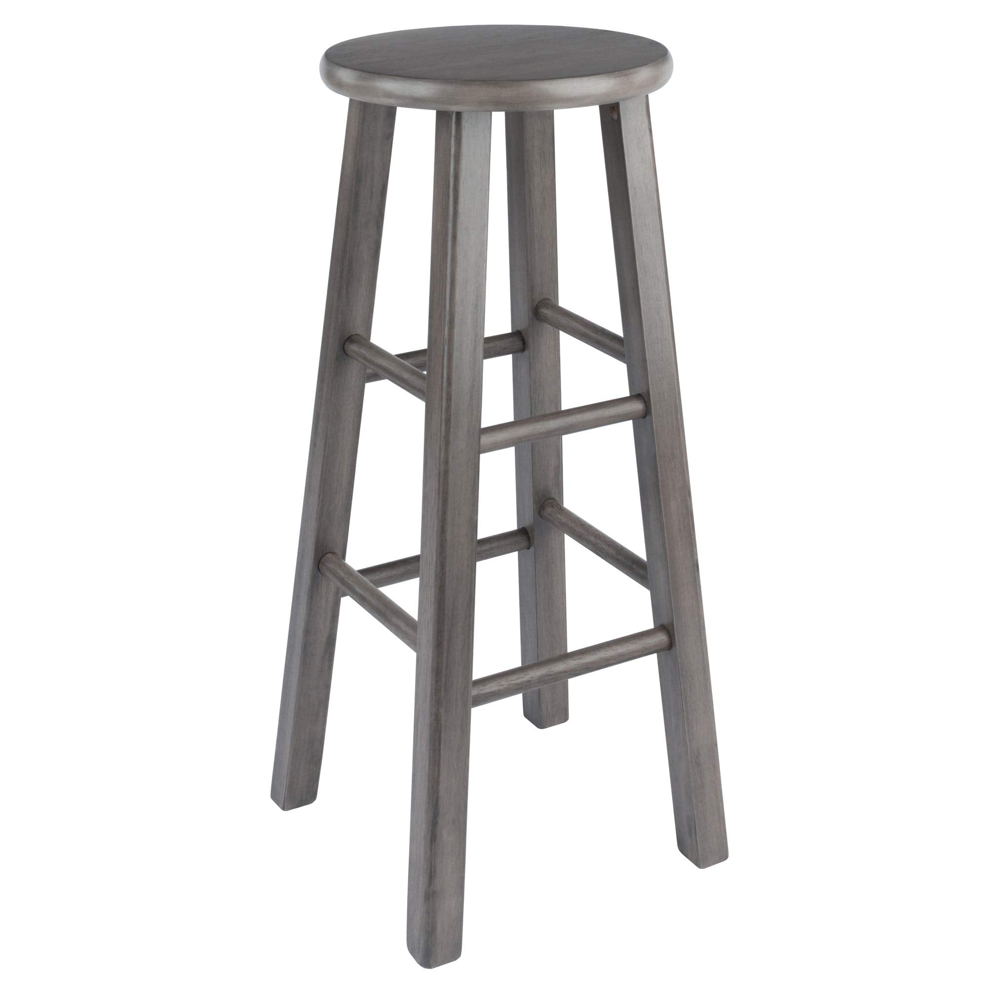 Ergode Wood Ivy Bar Stool - Farmhouse Charm, Weathered Finish, Stable & Comfortable, 220lbs Capacity, Versatile Stand/Side Piece, Rustic Gray (16230-VV)
