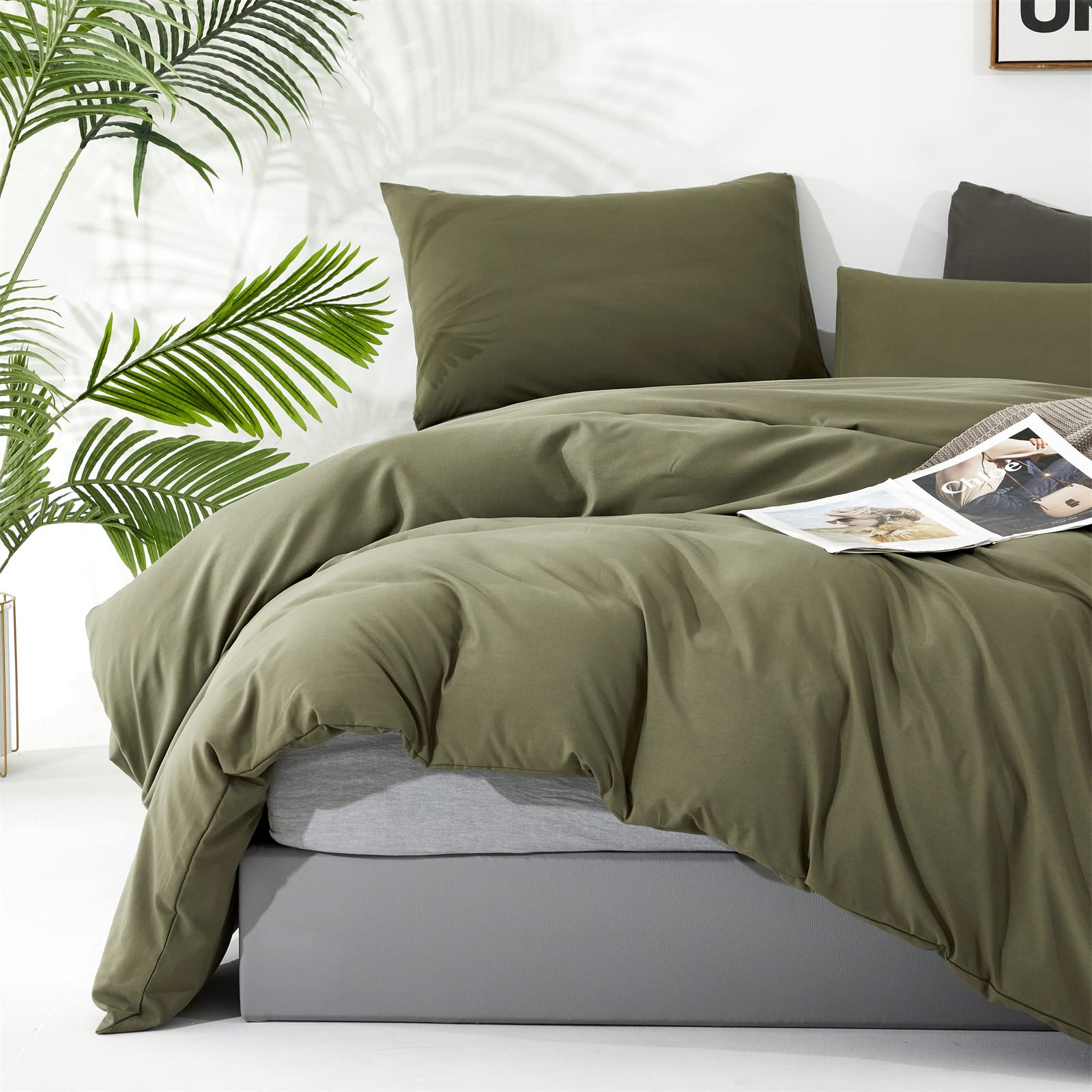 Clothknow Olive Green King Comforter Set 3Pcs Green Bedding Comforter Sets Light Green Comforter Soft Hunter Green Comforter With 2 X Pillowcases