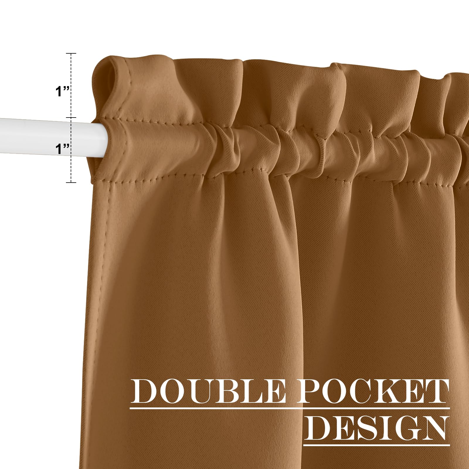 Nicetown Blackout Door Curtains, Thermal Insulated Elegance French Door Curtains For Privacy, Door Panels, Room Darkening Door Window Covering For Doorway, Gold Brown, 25' W X 80' L, 1 Panel