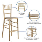 Flash Furniture HERCULES Series Gold Wood Chiavari Barstool