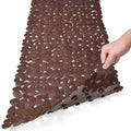 SONGZIMING Bathtub Mat Non Slip Pebble Bath Shower Mat with Drain Holes, Suction Cups Mat for Tub (16 W x 35 L,Brown)