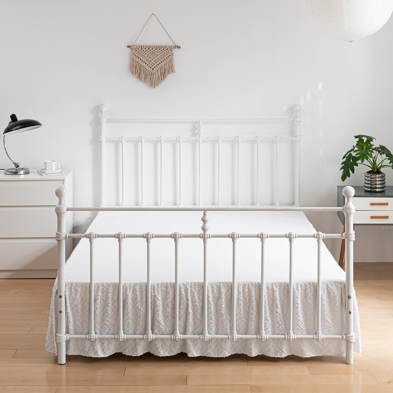 Tufted Bed Skirt Twin Size,Ruffled Bed Skirt With Split Corners, Twin Bed Skirt 14 Inch Drop, Boho Twin Size Bed Skirt White For