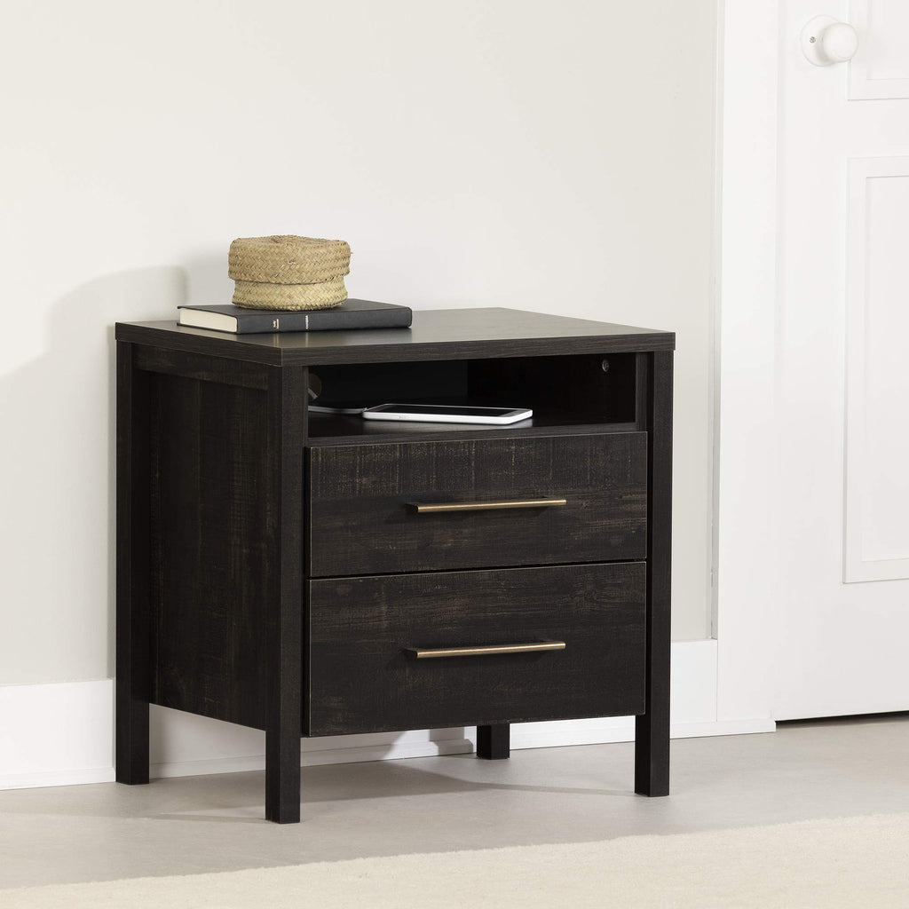 South Shore Gravity Nightstand, Rubbed Black