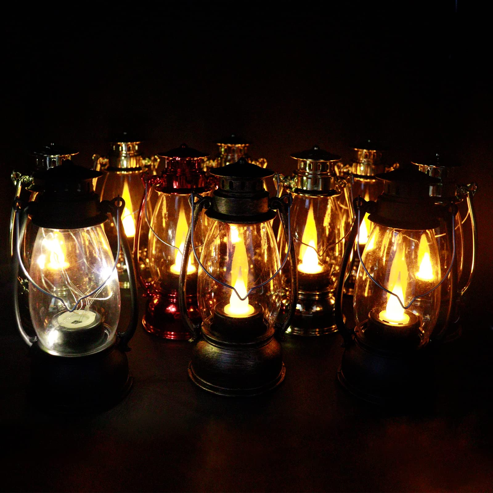 Reperla Mini Lanterns 6-Pcs Led Small Lanterns Decorative Indoor Outdoor Hanging Lantern Decorative Candle Lanterns Farmhouse De