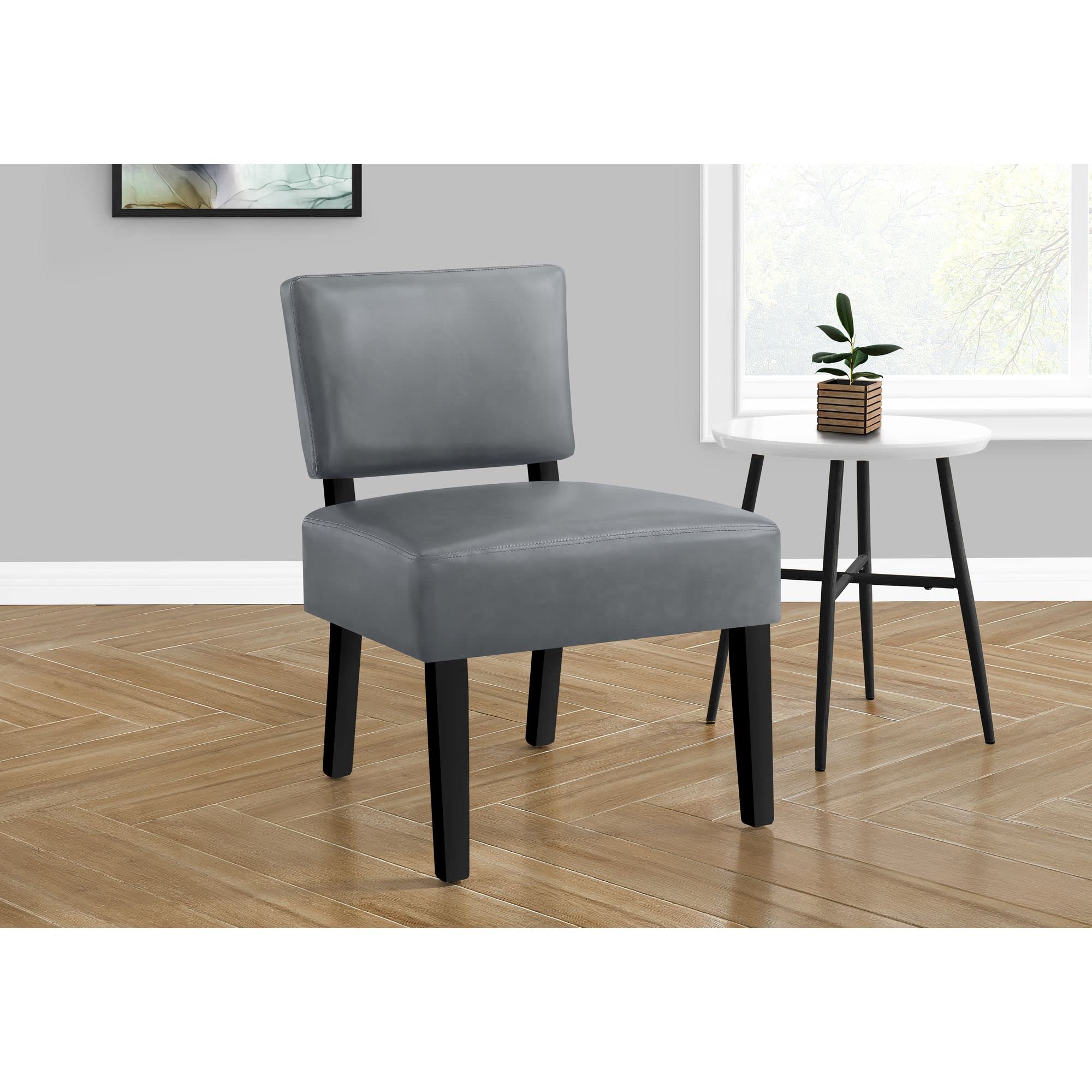 Monarch specialties Slipper Solid Wood Legs-for Living Room or Bedroom-Upholstered Armless Accent Chair, Grey