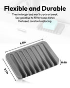 Jomeech Bathroom Soap Dish, Silicone Soap Holder For Bar Soap, Pack Of 2 (Light Gray)