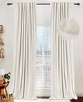 100% Blackout Shield Linen Blackout Curtains for Bedroom 63 Inches Long,Back Tab/Rod Pocket Living Room Drapes,Thermal Insulated