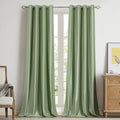 Bulbul Velvet Sage Green Curtains 120 Inch Length- Living Room Blackout Thermal Window Drapes Darkening Decor Grommet Curtains F