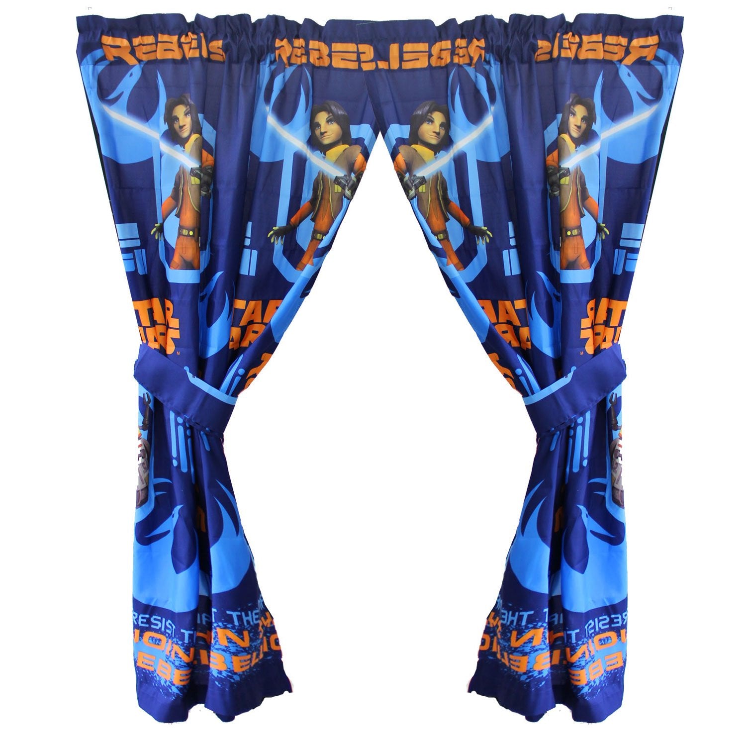Star Wars Rebels Blue 63    Drapery/Curtain 4pc Set (2 Panels, 2 Tie backs) - Official Star Wars Product