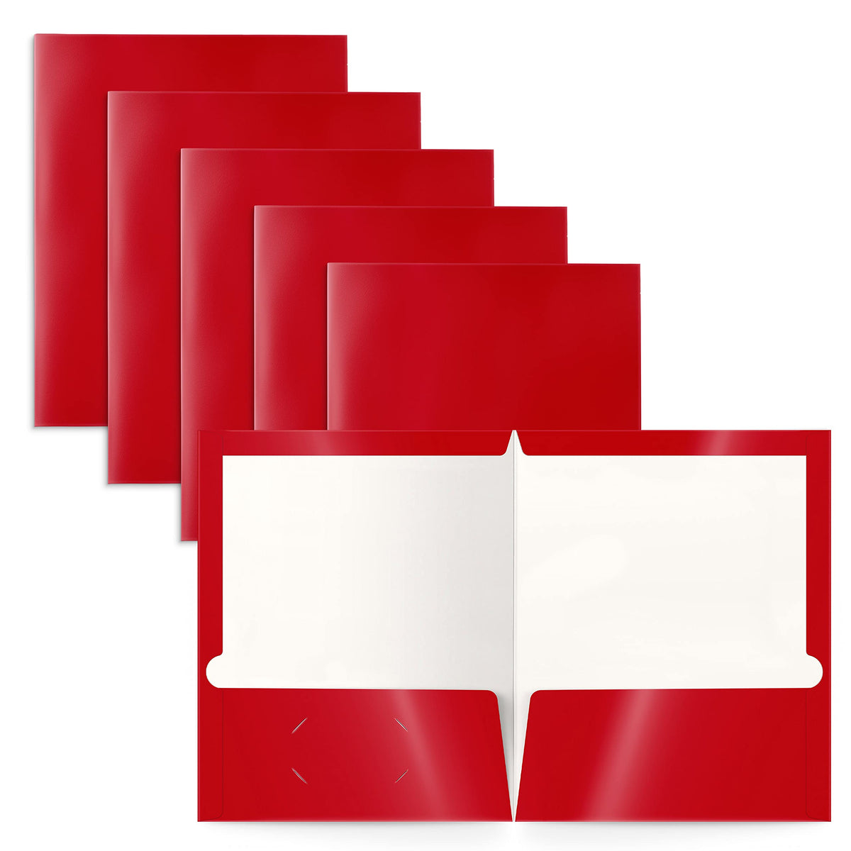 Better Office Products 2 Pocket Glossy Laminated Red Paper Folders, Letter Size, Red Paper Portfolios Box Of 25 Red Folders
