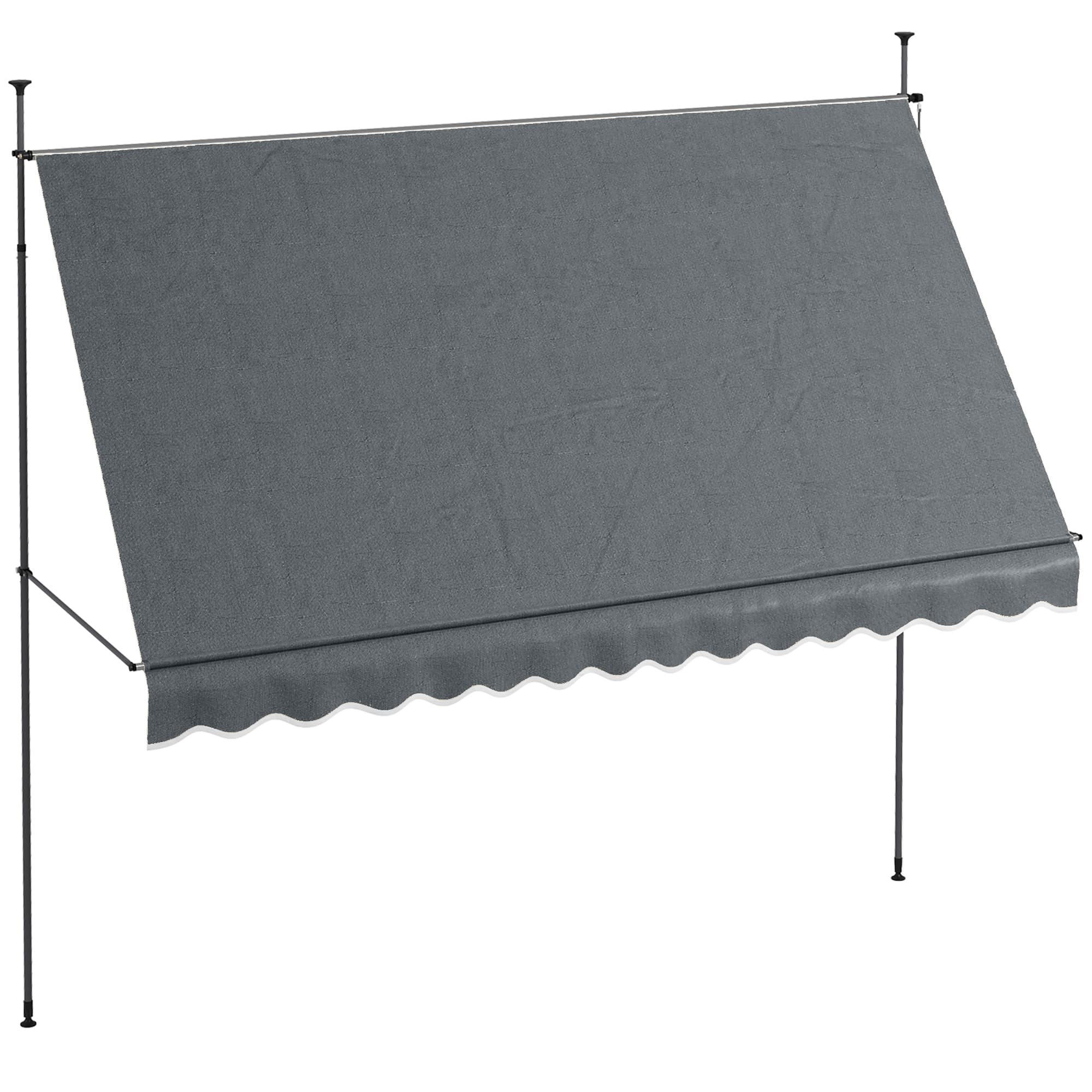 Outsunny Manual Retractable Awning, 138' Non-Screw Patio Sun Shade Shelter With Support Pole Stand And Uv Resistant Fabric For
