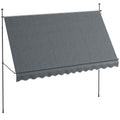 Outsunny Manual Retractable Awning, 138' Non-Screw Patio Sun Shade Shelter With Support Pole Stand And Uv Resistant Fabric For