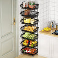 Baotkere Rolling Metal Wire Basket Storage Cart with Top Handle and Wheels, Heavy Duty Stackable Organizer, Can Seperated to Use