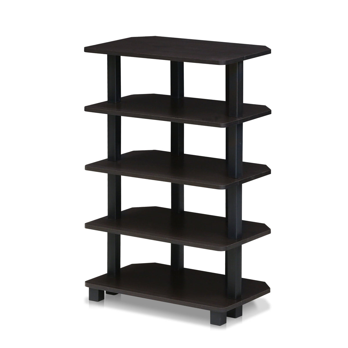 FURINNO Turn-N-Tube 5-Tier Corner Storage Shelf, Espresso/Black