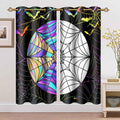 Mizsye Wednesday Dorm Window Blackout Curtains Stained Glass Windows Geometric Prints Drapes Funny Bats Spider Web Room Darkenin