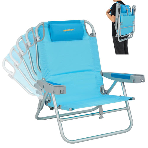 #WEJOY Beach Chairs for Adults Portable Lay Flat Folding Beach Chair with Backpack Straps for Camping, BBQ, Picnic, Sporting Eve