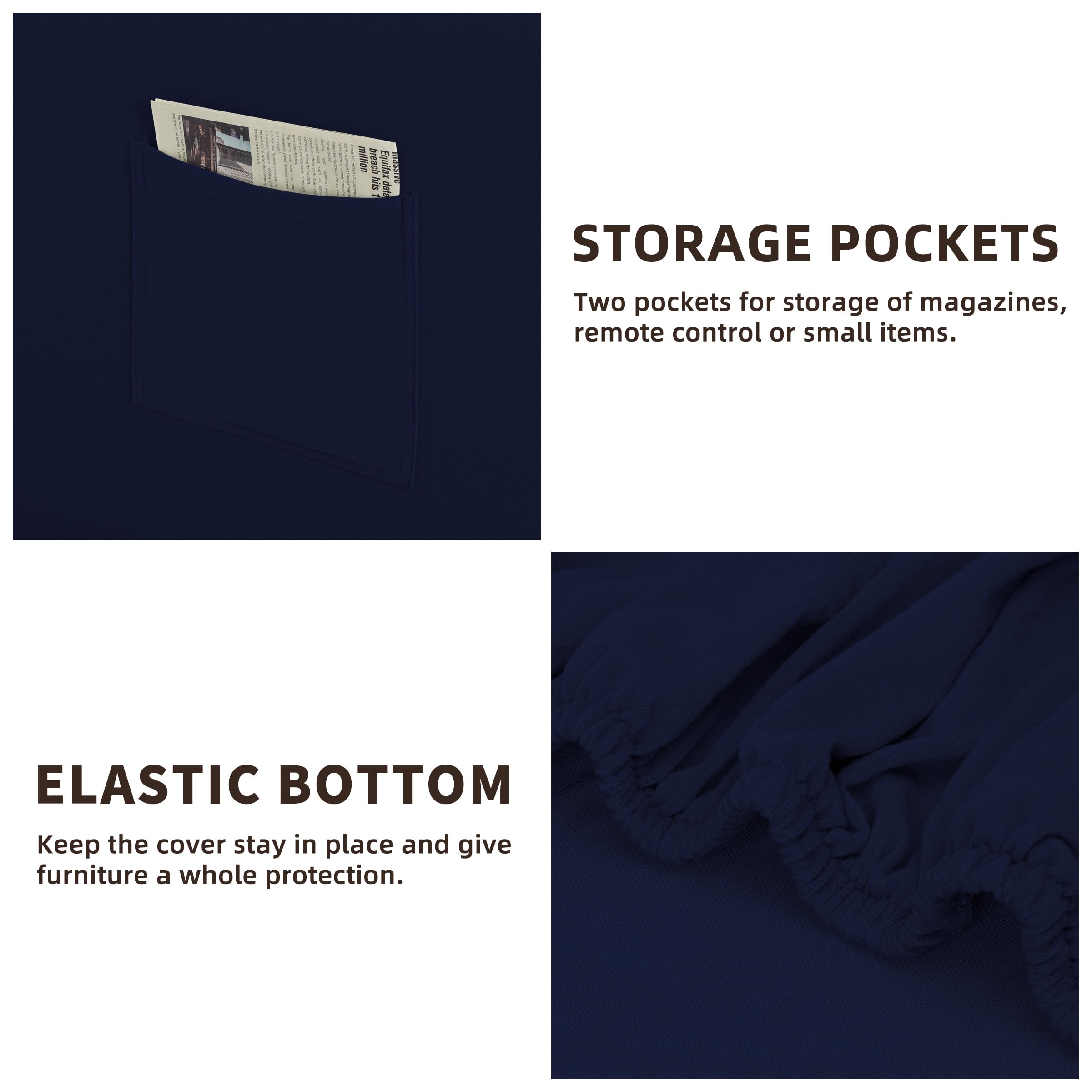 Easy-Going 7 Pieces Stretch Couch Cover Washable Sofa Cover Set For 3 Backrest And Seat Cushion Couch Anti-Slip Sofa Slipcover F