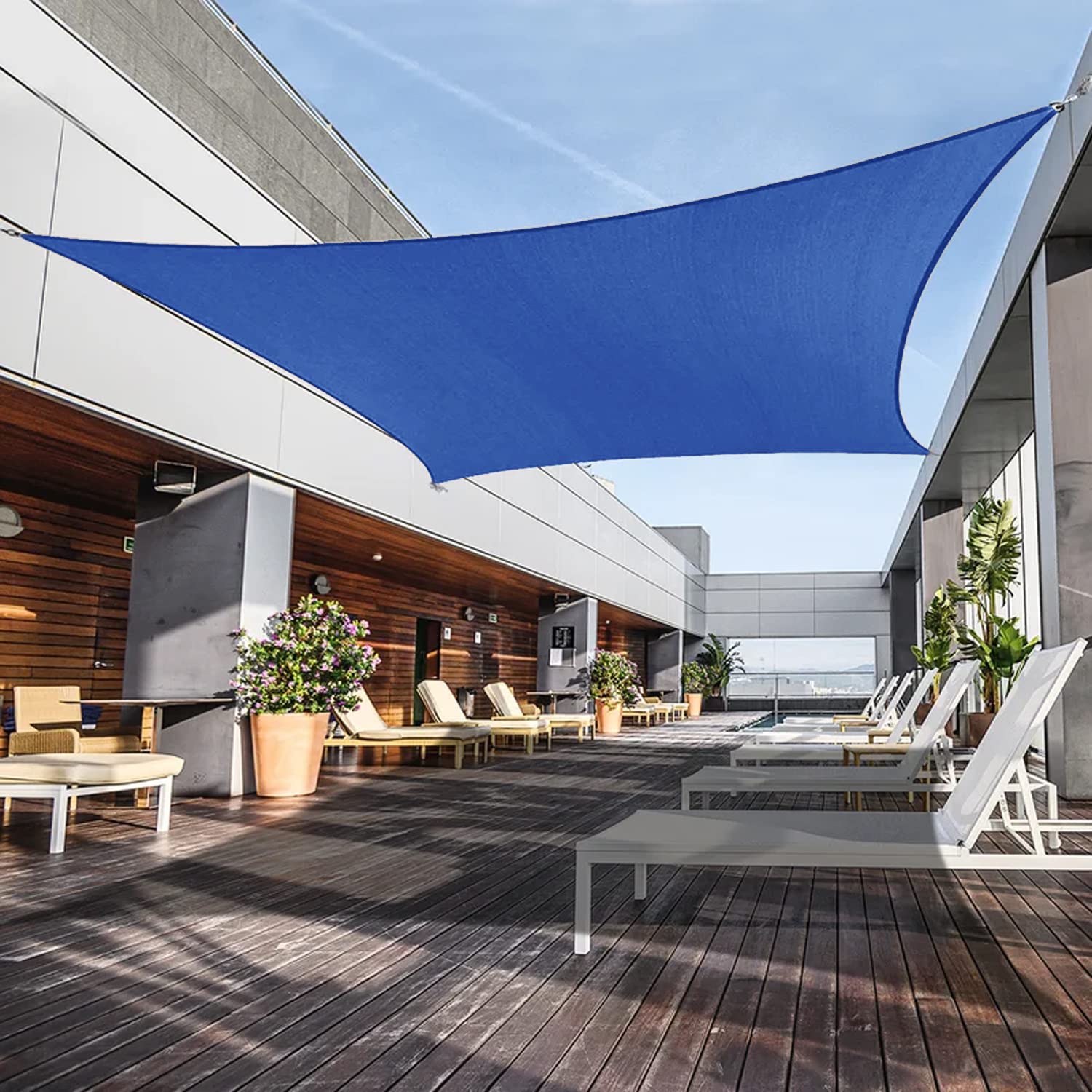Awnpro 4' X 4' Shade Sails 180Gsm Rectangular Shade Sails Sun Rays Blocking Patio Garden Outdoor Facilities Blue