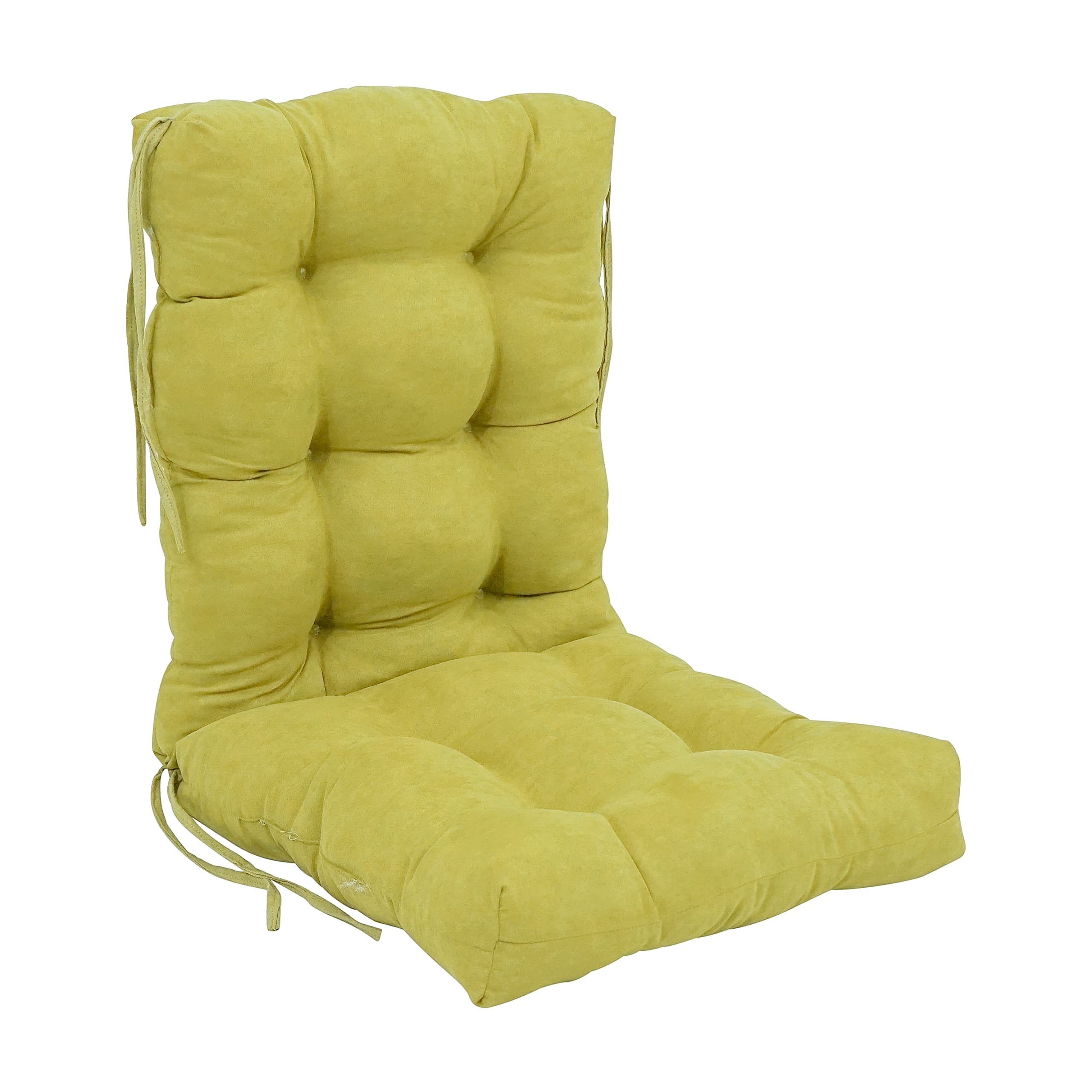 Blazing Needles 18 38-inch Microsuede Seat/Back Tufted Chair Cushion, 18 x 38, Mojito Lime