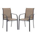 Vicllax Outdoor Stackable Dining Chairs Set For 2, Patio Metal Frame Dining Chairs For Balcony Front Porch Garden And Deck, Brow