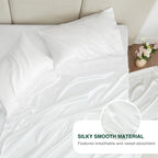 Love'S Cabin Satin King Sheet Sets - 4 Piece White Silky Satin Sheets King Size Bed Set With Deep Pocket, Luxury Silk Feel King Size Satin Sheet Set (1 Flat Sheet,1 Fitted Sheet,2 Pillow Cases)
