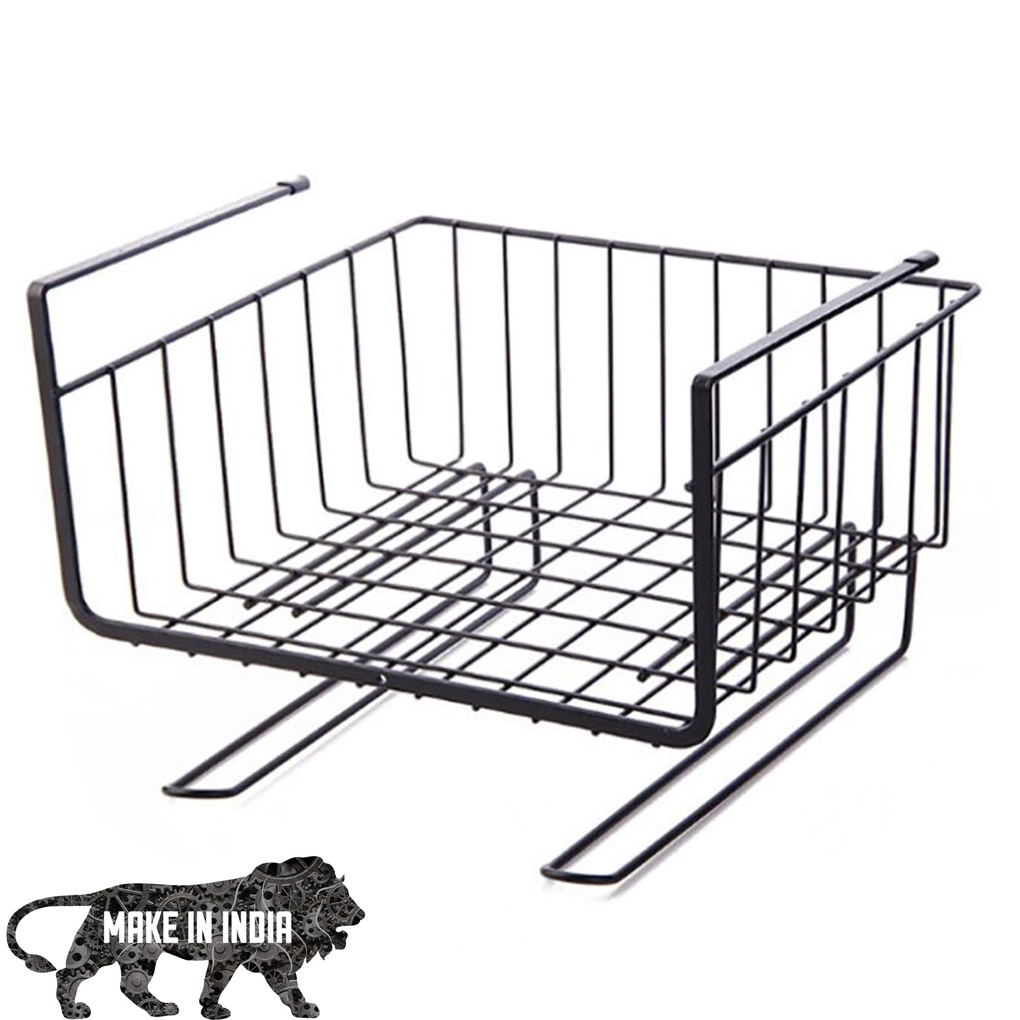 Arura (Label) Metal Multipurpose Under Hanging Shelves Basket Hanger For Kitchen Bathroom Office Cupboard Cabinet Storage Organi
