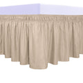Purefit Wrap Around Ruffled Bed Skirt With Adjustable Elastic Belt - 22 Inch Drop Easy To Put On, Wrinkle Free Bedskirt Dust Ruffles, Bed Frame Cover For Queen, King And C-King Size Beds, Beige