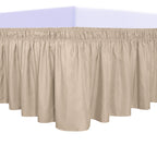 Purefit Wrap Around Ruffled Bed Skirt With Adjustable Elastic Belt - 22 Inch Drop Easy To Put On, Wrinkle Free Bedskirt Dust Ruffles, Bed Frame Cover For Twin, Twin Xl And Full Size Beds, Beige
